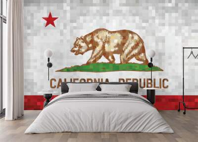 Abstract grunge mosaic flag of California - illustration, 
The Bear Flag Wall mural