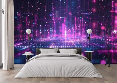 Abstract cyber background light violet and navy. Generative AI. Wall mural