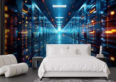 futuristic technology network infrastructure pave the way for future technology background.. Wall mural