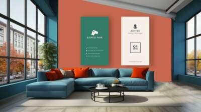 Two sides name card simple design template with vertical orientation for business professional Wall mural