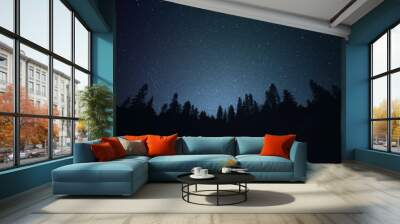 Starry Night |  Night Silhouette Tree Line Wall mural