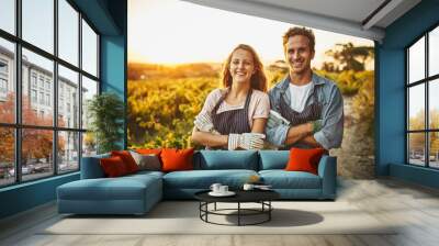 young an upcoming farmers. portrait of a confident young man and woman working together on a farm. Wall mural