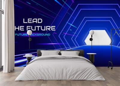 vector futuristic tunnel background with speed lines Wall mural