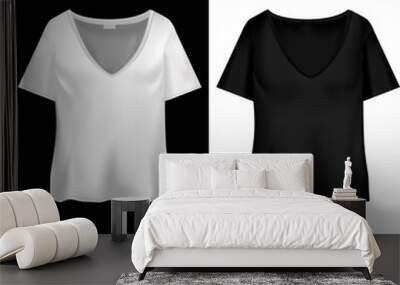 Black and White Women T-shirt Wall mural