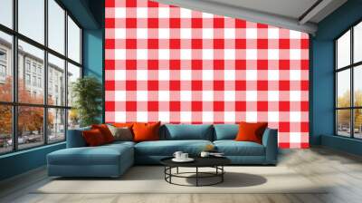 The red and white checkered tablecloth, decorative cotton napkin vector. Wall mural