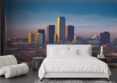 A beautiful view of the Denver skyline at sunset Wall mural