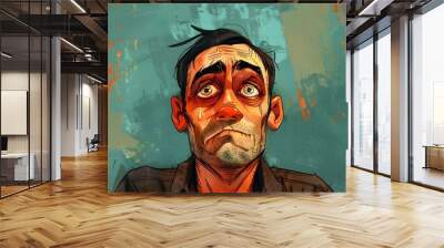 A man with a worried expression on his face Wall mural