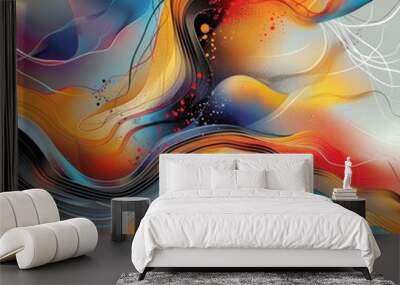 Abstract Colorful Flowing Lines Wall mural