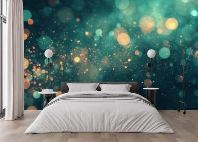 Blue and orange bokeh background Wall mural