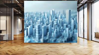 Blue and white miniature city model Wall mural