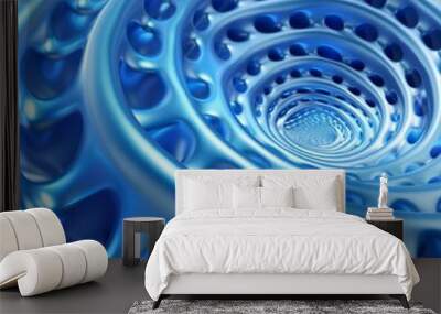 Blue metal spiral with a glowing center Wall mural