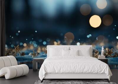 Blurred bokeh light background, Christmas and New Year holidays background Wall mural