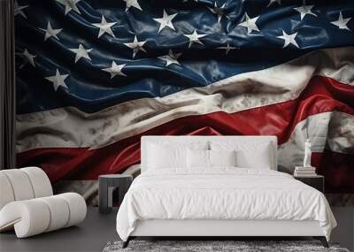 Close up of a tattered American flag Wall mural