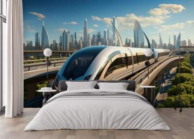 futuristic city maglev train transportation Wall mural