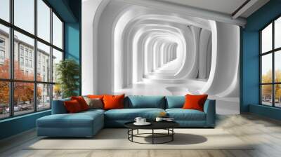 Futuristic tunnel with smooth white arches Wall mural