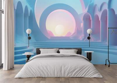 Pastel Dreamy Architectural Abstract Scene Wall mural