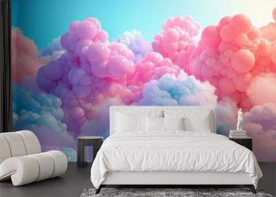 Pink and blue cloudscape Wall mural