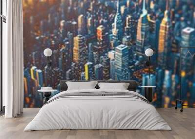 Small City Model with Sunset Wall mural