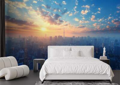 Tokyo cityscape at sunrise Wall mural