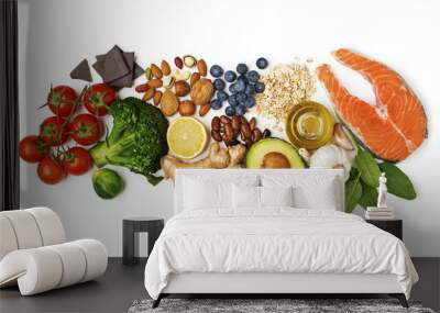 Healthy food with salmon fish Wall mural