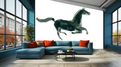 Watercolor sketch of the galloping horse. Wall mural