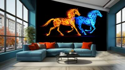 Fire horses. Wall mural