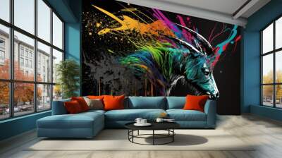 Abstract neon art background, wallpaper, t-shirt pattern paint splash hoat Wall mural