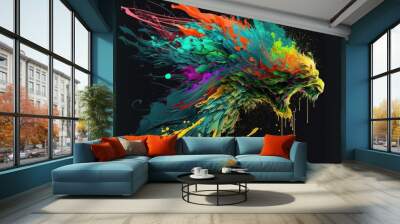 Abstract neon art background, wallpaper, t-shirt pattern paint splash Wall mural