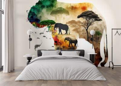 africa - shaped picture of the forest  Wall mural