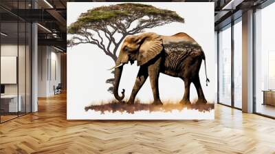 Animal - shaped picture of the forest - transparent background	elephant Wall mural