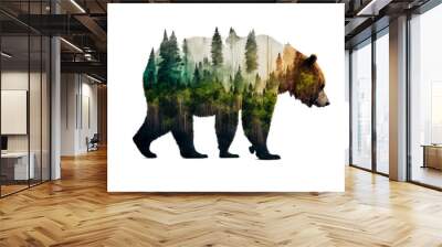 bear-shaped picture of the forest - transparent background Wall mural