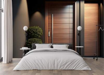 Premium entrance door with side lighting and wall section Wall mural