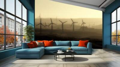 Many wind generators on the hills of San Francisco: Wind turbines, windmills over mountain near San Francisco, California, USA Wall mural