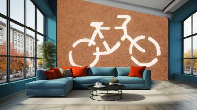 Bicycle road sign on the street Wall mural