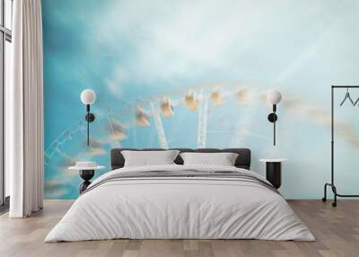 ferris wheel on blue sky background Wall mural