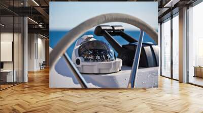 Sailing yacht control wheel and implement Wall mural