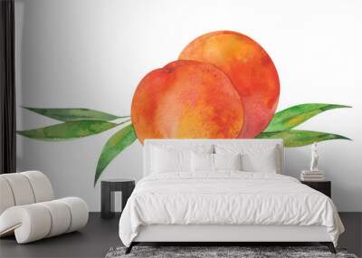 two peaches and leaves Wall mural