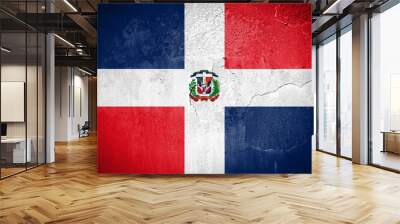 Dominican Republic flag on cracked wall Wall mural