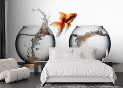 Goldfish Jumping Between Fishbowls Wall mural