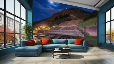 An Inca pyramid with mysterious lighting. Great for stories of mythology, aliens, magic, Incas, history, Mayan, sci-fi, fantasy, mystery and more. Wall mural