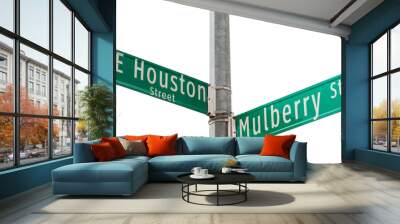 East Houston Street and Mulberry Street sign New York City. Transparent background. Wall mural