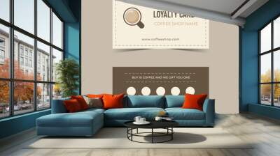 loyalty card design for cafe coffee. Gift Card Design Wall mural