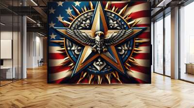 4th of July Independence Day of America logo and background Wall mural