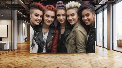 Attractive teen punk girls stylish and smilling Wall mural