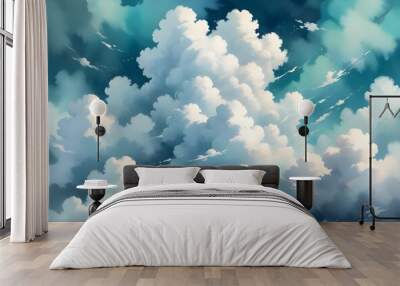 cloud landscape watercolor Wall mural