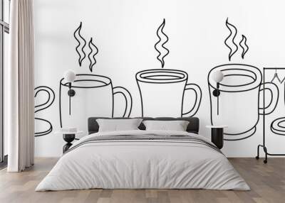 Coffee Cup doodle icon hand drawing set vector illustration Wall mural