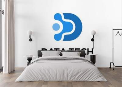 Data Tech Logo Template. Letter D. Internet. Wall mural