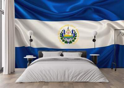 El Salvadoran flag for national Day or Independence Day of El Salvador Wall mural