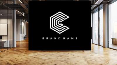 Initial line art C and CC logo vector Wall mural