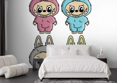 vector illustration of a labubu doll. a little scary and adorable Wall mural